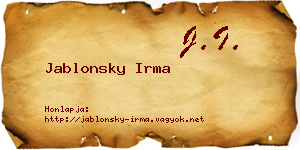 Jablonsky Irma névjegykártya